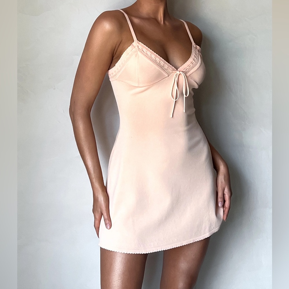 MESHKI | Ellis Pointelle Knit Dress | Apricot